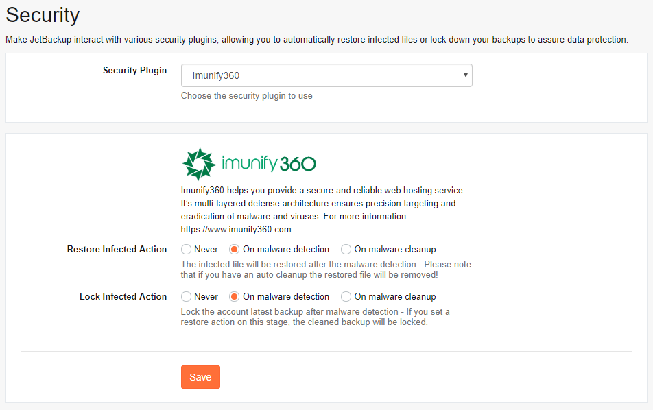 Imunify360 and jetbackup